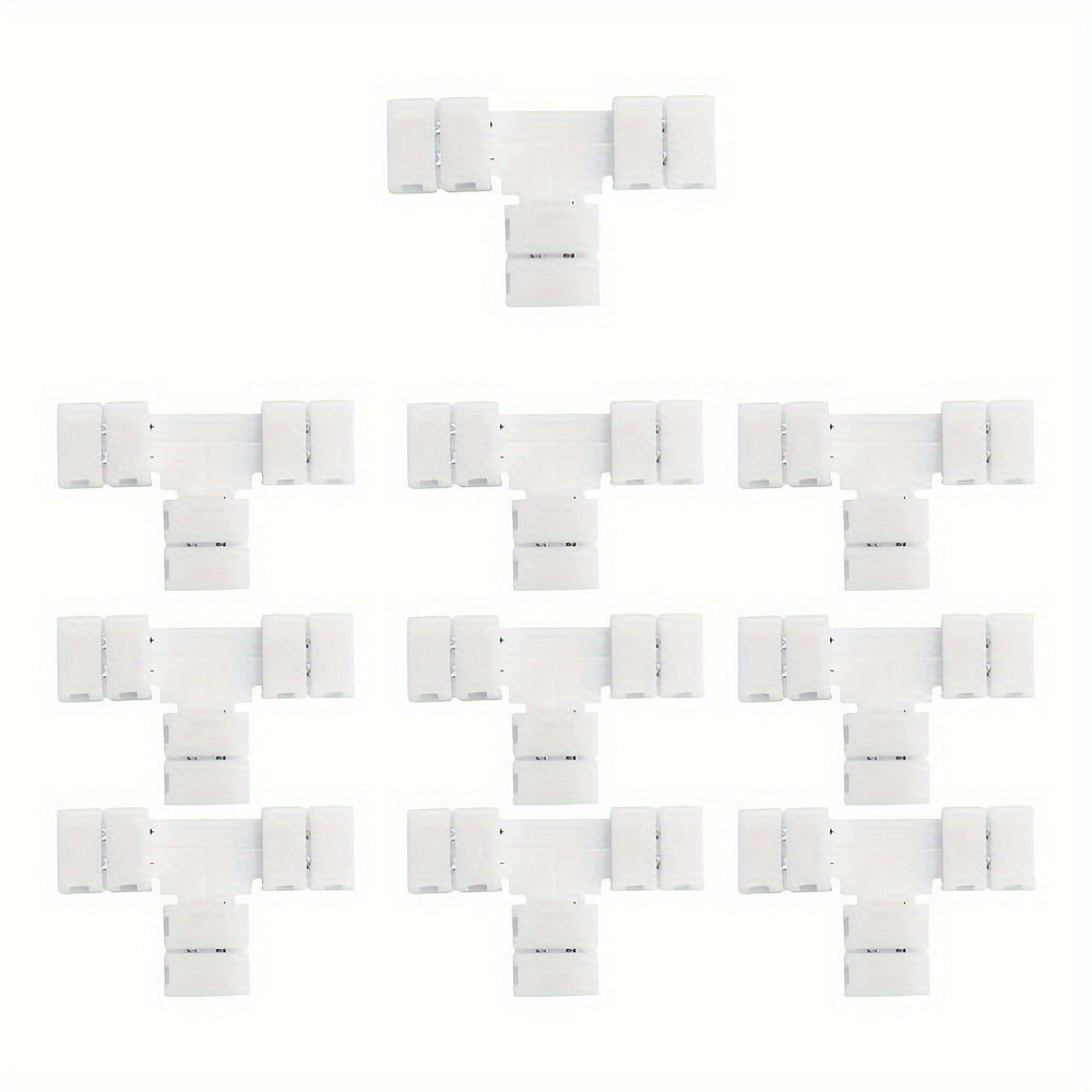 Conjunto de 5/10 piezas de Tiras LED sin Soldadura con Conector de Presión para Esquinas, Convertidor de Luz Monocromática Tipo Cinturón LT