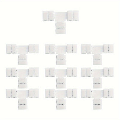 Conjunto de 5/10 piezas de Tiras LED sin Soldadura con Conector de Presión para Esquinas, Convertidor de Luz Monocromática Tipo Cinturón LT