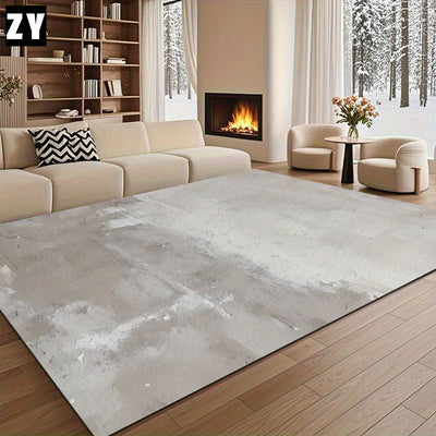 Tapete moderno abstracto gris y blanco con pinceladas - Lavar en máquina, antideslizante, grueso y absorbente, de poliéster, para sala de estar, dormitorio, entrada, cocina, baño, pasillo, balcón, oficina - Decoración hogareña acogedora para Pascua/Día d