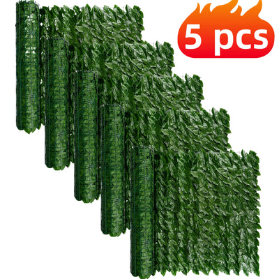 5 Rollos de Pantalla de Hiedra Artificial para Privacidad, Panel Decorativo de 500x50cm, Cobertura Duradera y Fácil Mantenimiento para Patio, Balcón, Jardín o Interior/Exterior - Exclusivo para Residentes de Apartamentos, Hoja Verde Lujosa a Prueba de In