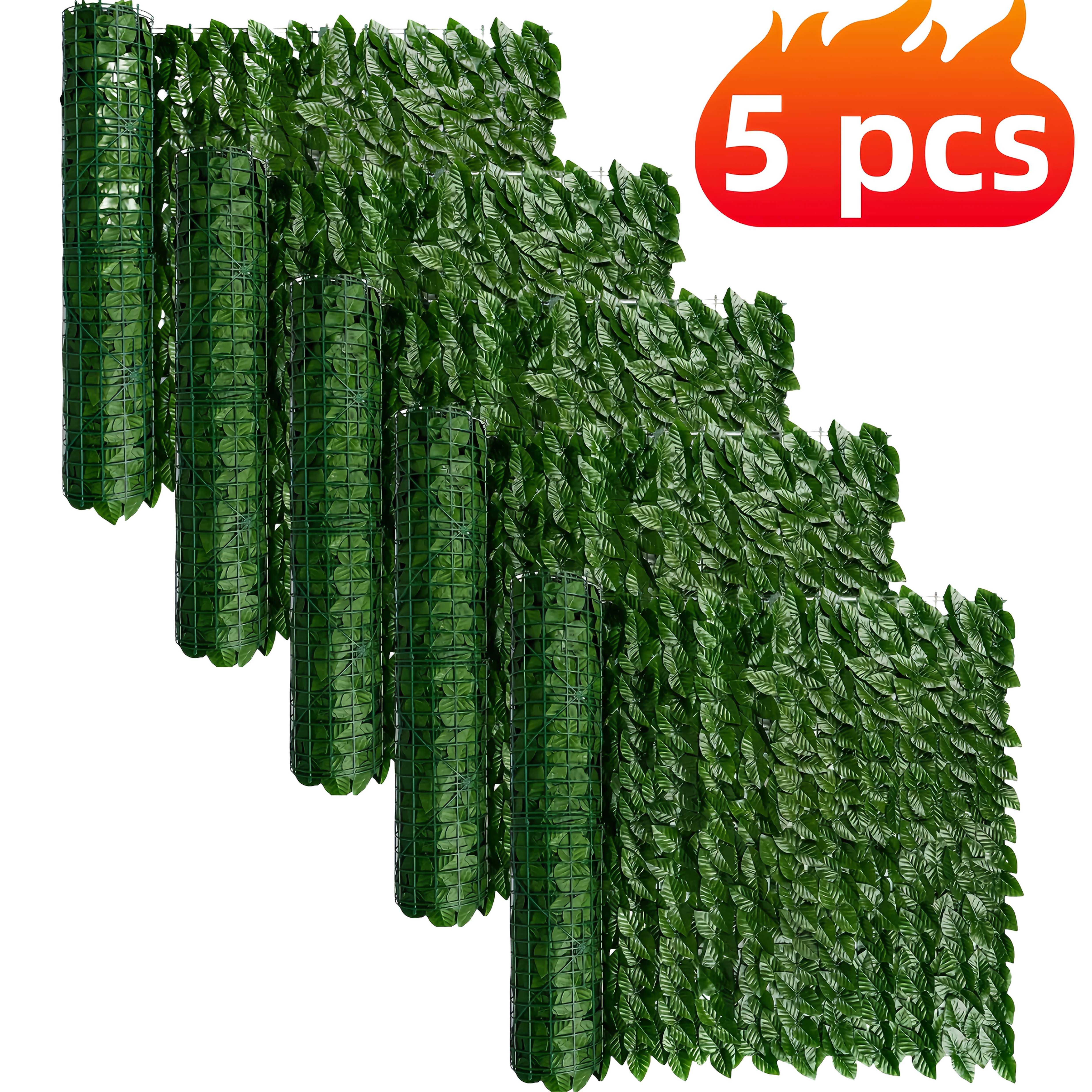 5 Rollos de Pantalla de Hiedra Artificial para Privacidad, Panel Decorativo de 500x50cm, Cobertura Duradera y Fácil Mantenimiento para Patio, Balcón, Jardín o Interior/Exterior - Exclusivo para Residentes de Apartamentos, Hoja Verde Lujosa a Prueba de In