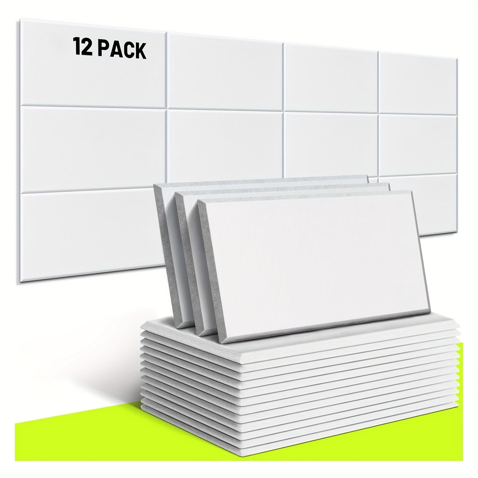 Paquete de 12 paneles acústicos para pared, 7.8×11.8×0.35 pulgadas Paneles de espuma insonorizantes con adhesivo trasero, Paneles de reducción de ruido absorbentes de sonido para paredes de puertas de oficina
