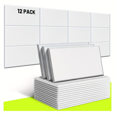 Paquete de 12 paneles acústicos para pared, 7.8×11.8×0.35 pulgadas Paneles de espuma insonorizantes con adhesivo trasero, Paneles de reducción de ruido absorbentes de sonido para paredes de puertas de oficina