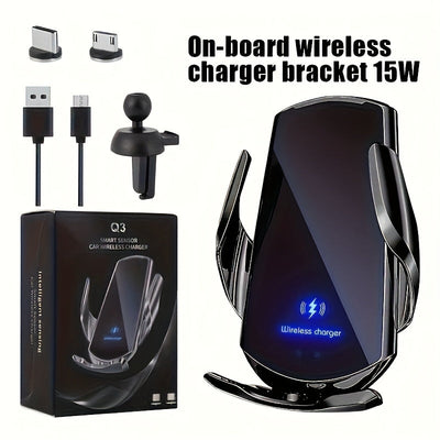 cargador sin varillas para coche de 15W con soporte para ventilación, giratorio vertical y horizontal a 360°, soporte estable para teléfono, incluye 2 cabezales magnéticos, compatible con todos los modelos móviles como Apple, Xiaomi, etc