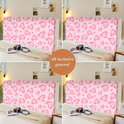 Fundas para Cabecero de Cama con Patrón de Corazones - Rosa Pálido y Blancos sobre Fondo Claro, Tela 100% Poliéster Lavable en Máquina, Adecuado para la Mayoría de los Cabeceros, Decoración Fácil de Instalar