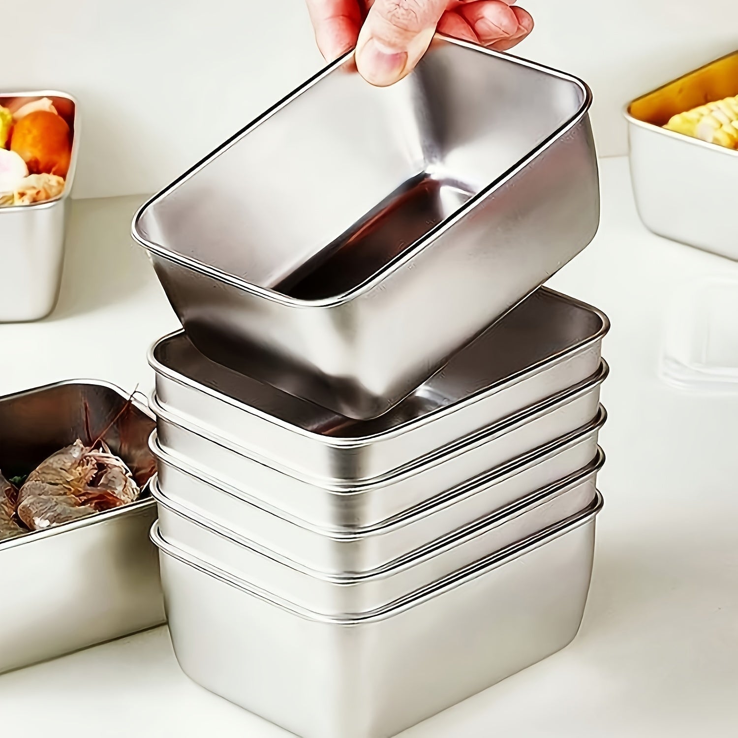 7 piezas de recipientes de acero inoxidable para almacenar alimentos con tapas abatibles, herméticos y apilables, ideales para camping, reuniones familiares, oficina y escuela