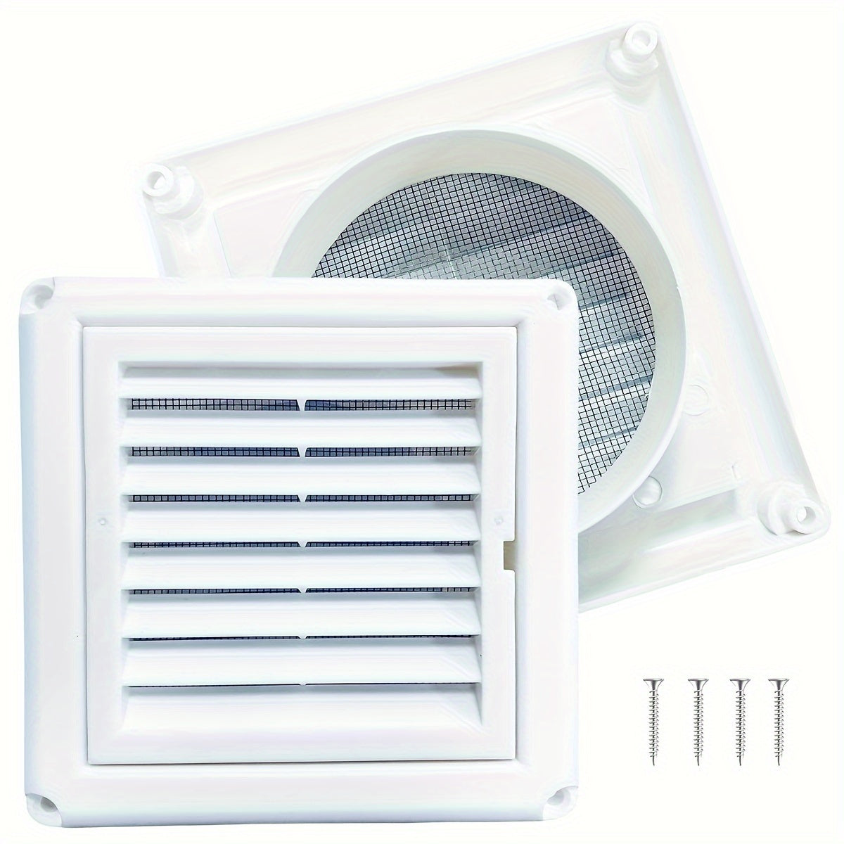 1pc Cubierta de Ventilación con Rejilla Blanca de Fácil Instalación de 10.16cm/15.24cm con Nido de Aves - Incluye 4 Tornillos, Plástico Duradero, para Exhauster de Secadora y Ventilaciones de Aire al Aire Libre, Cubierta de Ventilación de Secadora