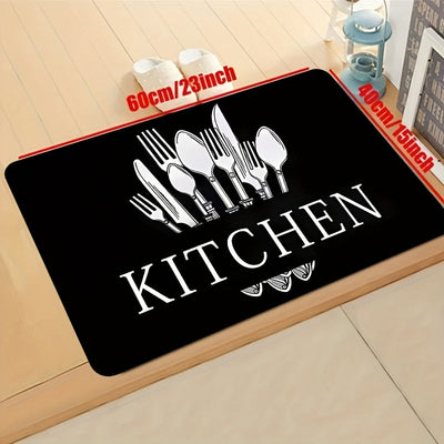 1pc Alfombra de cocina suave - Anti-fatiga, alfombra de corredor de confort no resbalosa con diseño de "COSECHA", ideal para salón, dormitorio, pasillo, cuarto de lavado, alfombra de poliéster absorbente y lavable en máquina, alfombra de suelo de cocina