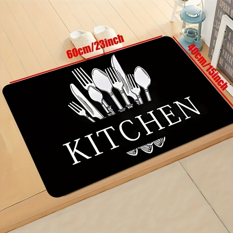 1pc Alfombra de cocina suave - Anti-fatiga, alfombra de corredor de confort no resbalosa con diseño de "COSECHA", ideal para salón, dormitorio, pasillo, cuarto de lavado, alfombra de poliéster absorbente y lavable en máquina, alfombra de suelo de cocina
