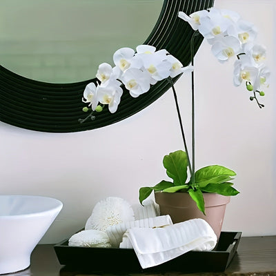 6 piezas Conjunto de Flores Artificiales de Orchidea - 9 cabezas Phalaenopsis Mariposa Purpura, Decoración Faux y Floral Sin Mantenimiento para Hogar, Bodas, Sala de Vivir o Entrada - Ideal para Día de San Valentín y Todos Holidías, Decoración de Mesa|De