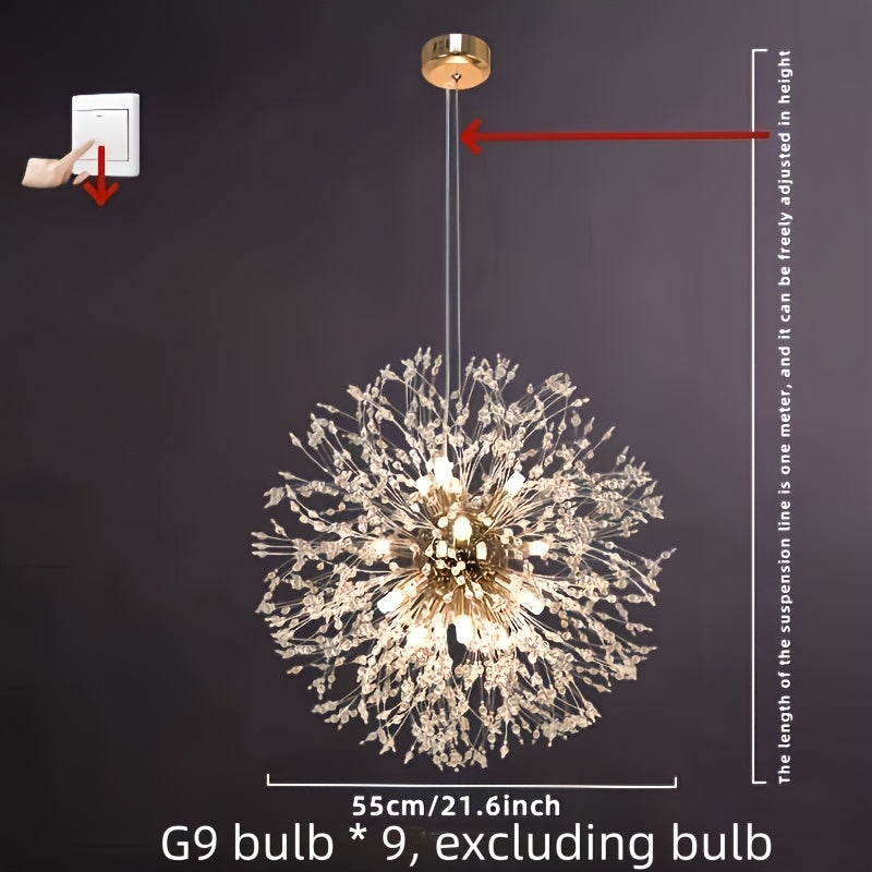 Linterna colgante con diseño de diente de león, luz de techo semienterrada, con herrajes de instalación, control por interruptor, para sala de estar, dormitorio, comedor, oficina, balcón (bombillas G9*9, bombillas no incluidas, compradas por separado)