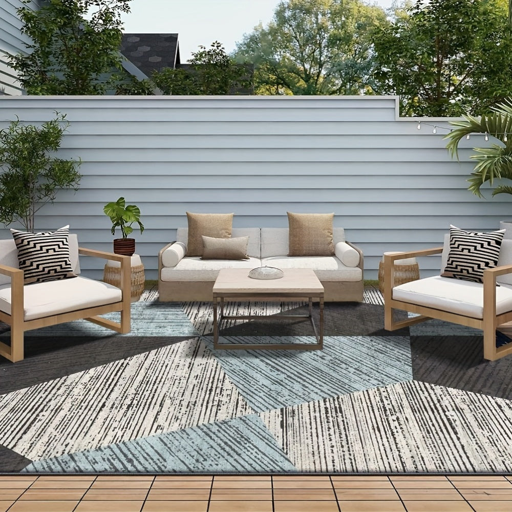 Alfombra de exterior lavable de terciopelo - 850g/m², respaldo antideslizante, alfombra de piso duradera de poliéster tipo césped para decoración de balcones y terrazas, lavable en máquina, forma rectangular, alfombra de decoración exterior | Decoración