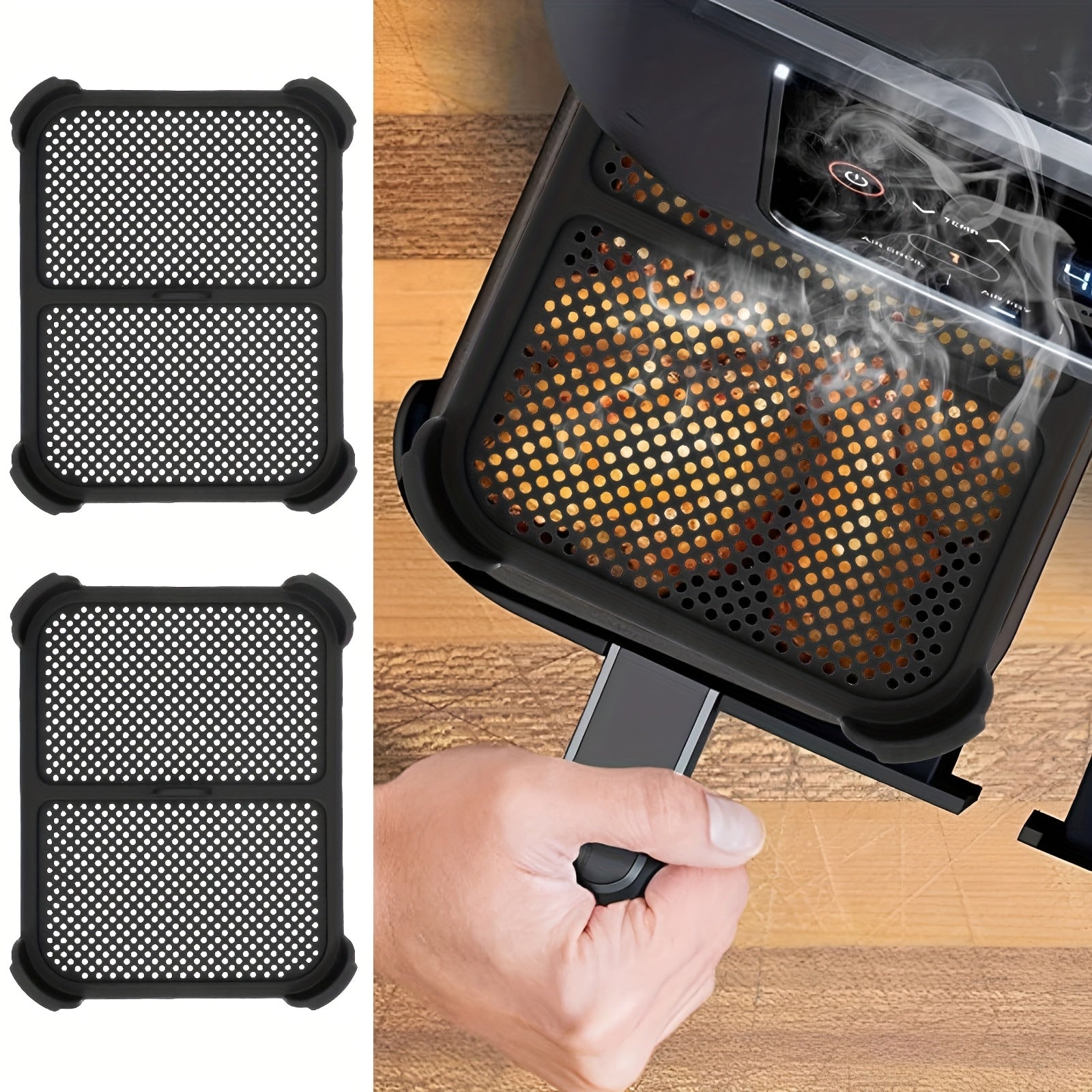 Accesorios para Freidora de Aire Ninja, Juego de 2 Protectores Salpicaduras para Ninja Foodi Max AF400EU y AF451EU & DZ401, Accesorios Efectivos y Reutilizables en Silicona