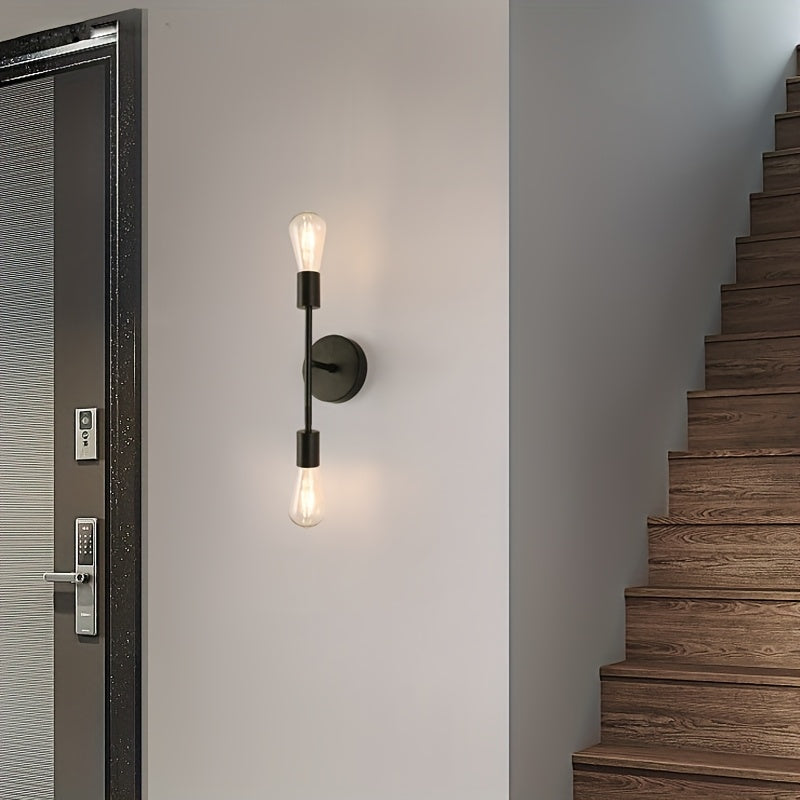 Arandela Minimalista Moderna de 2 Luces con Base E27 - Aplique Semiempotrado en Hierro Fundido para Entrada, Pasillo, Baño, Escaleras y Dormitorio (Sin Bombillas Incluidas), Iluminación Elegante para Sala, Acabado Pintado