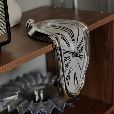 1 Unidad De Relojes De Pared Con Números Romanos Torcidos Surrealistas, Reloj De Estilo Surrealista, Accesorio Para El Hogar, Decoración De Reloj De Pared Distorsionada De Fusión, Decoración Del Hogar
