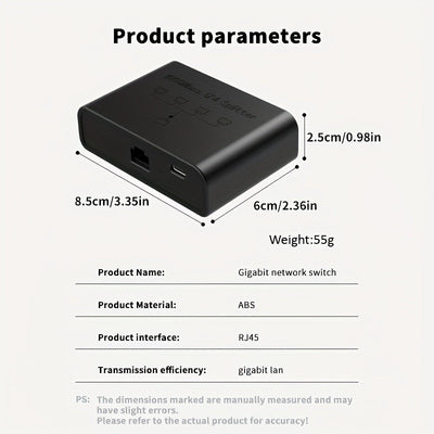 Divisor de cable Ethernet 1 a 4 1000 Mbps, Divisor de cable de Internet Dockteck 2,54 pulgadas 4 salidas Alta velocidad de red Gigabit para LAN Puerto RJ45 Router Switch Trabaja con cable Cat5/5e/6/7/8
