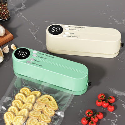 Selladora de Vacío Inalámbrica Multifuncional Portátil, Selladora Automática Recargable por USB con Sistema de Empaque para Snacks y Función de Succión e Inflado Externa para Conservación de Alimentos en Cocina y Picnic al Aire Libre, Adecuada para 5 Esc