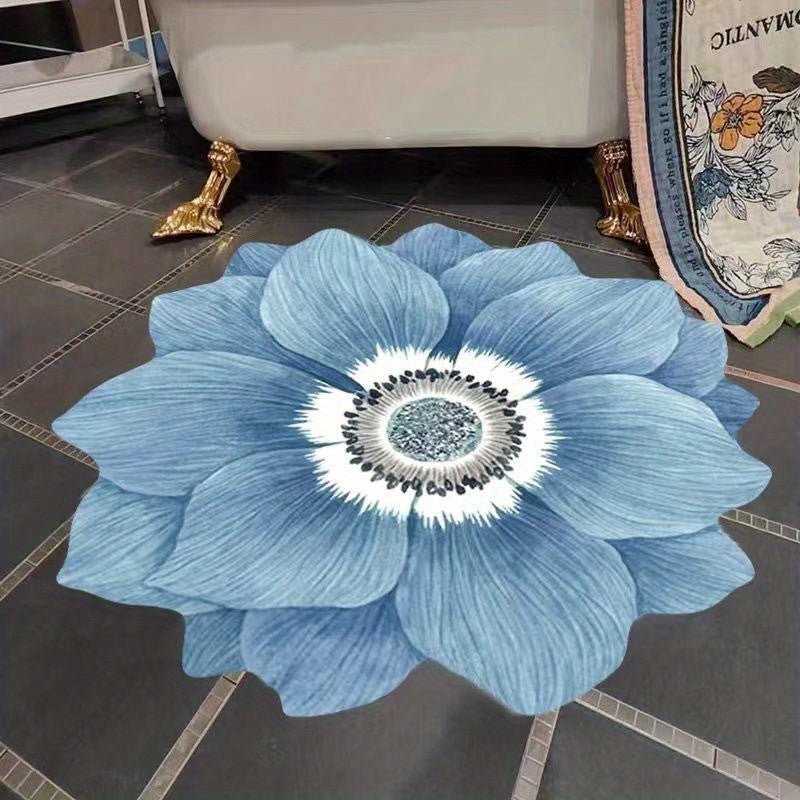 1 Pieza, Alfombrilla De Suelo Con Forma De Flor En 3D, Alfombra Antideslizante Para Sofá, Dormitorio, Sala De Estar Y Manta Rosa, Alfombra De Noche, Alfombra Lavable Superabsorbente Para Sala De Estar, Dormitorio Y Baño