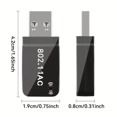 Adaptador sin varillas USB 1300Mbps para PC con Antena Dual Band de Alta Ganancia 5G/2.4G, Compatible con Windows 7/8/1/10/11: ¡Convierte tu PC en un Punto Acceso Móvil y Ofrece WiFi Instantáneo!