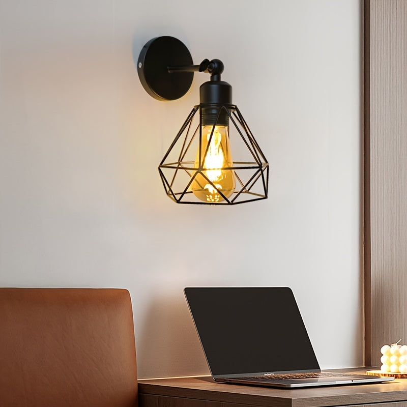 1 pieza, luz de pared ajustable de ángulo vintage negra, base de bombilla E27, luz de pared para sala de estar y dormitorio (sin bombilla)