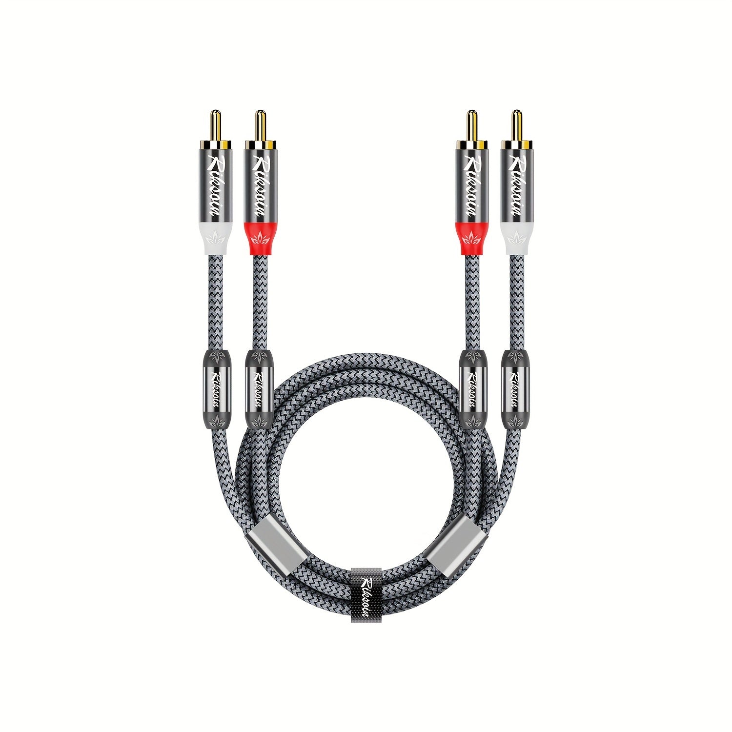 Cable de audio de alta fidelidad RIKSOIN con dobles anillos magnéticos: Cable de audio estéreo macho 2RCA a macho 2RCA, anti-interferencias, adecuado para teatro en casa, TV HD, amplificadores, sistemas de alta fidelidad, altavoces
