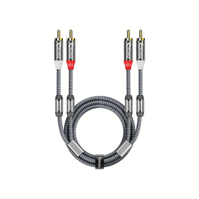 Cable de audio de alta fidelidad RIKSOIN con dobles anillos magnéticos: Cable de audio estéreo macho 2RCA a macho 2RCA, anti-interferencias, adecuado para teatro en casa, TV HD, amplificadores, sistemas de alta fidelidad, altavoces