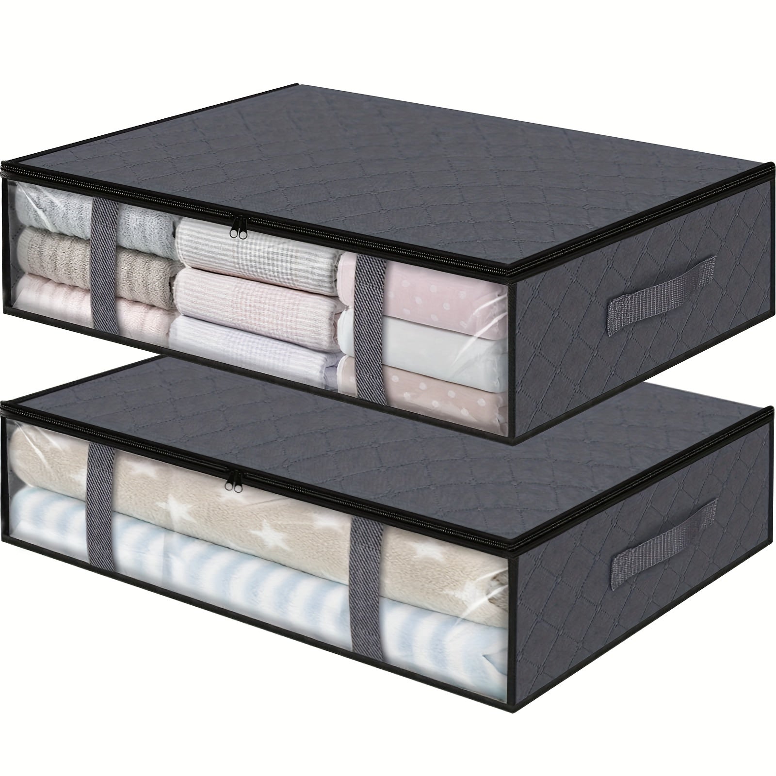 2 Piezas, Bolsas De Almacenamiento Debajo De La Cama, Almacenamiento Y Organizador De Ropa, Contenedores De Almacenamiento Debajo De La Cama Con Asas Duraderas, Contenedores De Almacenamiento De Gran Capacidad, Ropa De Cama Plegable Y Organizadores De Al