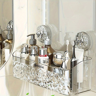 Organizador de Baño con Ventosa de Fácil Instalación - Cesta de Almacenamiento Montada en la Pared para Artículos de Aseo, Sin Necesidad de Taladrar, Decoración de Regalo para Navidad/Halloween