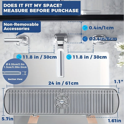 Alfombrilla de goteo para grifo de silicón, base grande para grifo, soporte para esponja de lavar platos, accesorio para fregadero de cocina, protector contra salpicaduras para mesón y baño