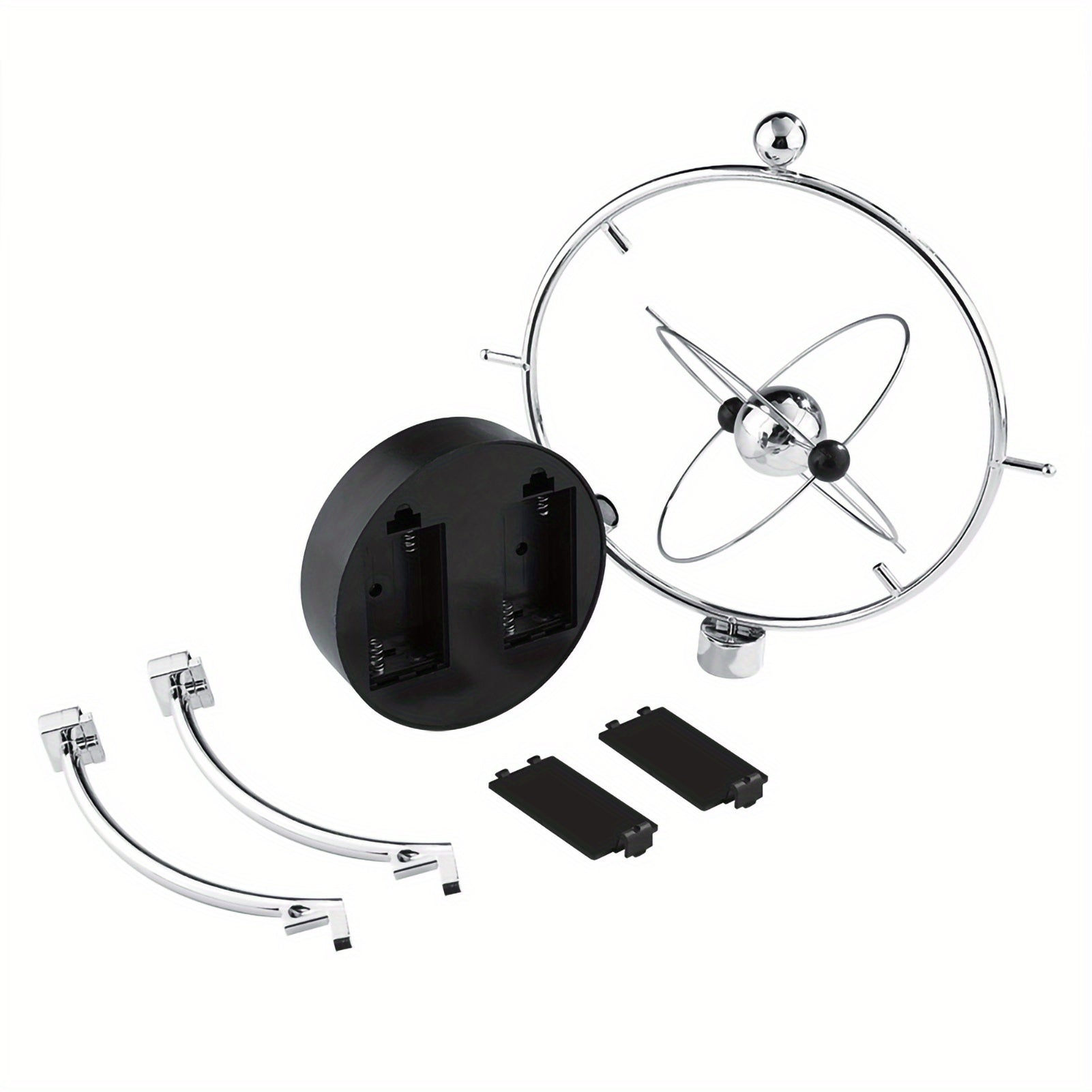 Pendulo Céleste Metálico Moderno - Adorno de Escritorio Orbital Oscilante para Hogar y Oficina, Funciona con Pilas (No Incluye Pilas AA), Diseño Elegante y Moderno con Marco Esférico y Base Metálica, Ideal para Decoración de Habitaciones o Escritos