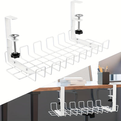 1 unidad Organizador de Escritorio Ajustable /Blanco de 36.98 cm para Enchufes y Cables de Oficina sin Taladrar, Fácil Instalación