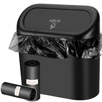 Cubo de Basura para Automóvil Mini con Tapa Impermeable y 2 Bolsas de Basura - Organiza y Almacena Objetos en Tu Vehículo