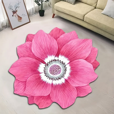1 cojín de piso floral 3D, alfombra de poliéster de forma irregular, liviana y lavable, decorativa para dormitorio, sala, baño o camping - decoración para el hogar lavable a máquina