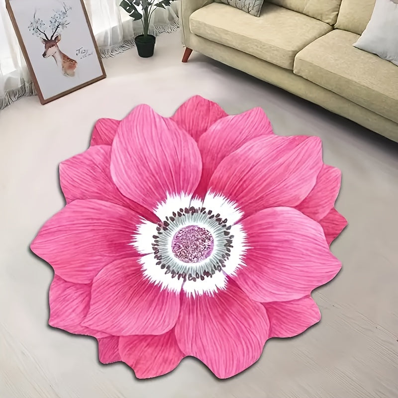 1 cojín de piso floral 3D, alfombra de poliéster de forma irregular, liviana y lavable, decorativa para dormitorio, sala, baño o camping - decoración para el hogar lavable a máquina
