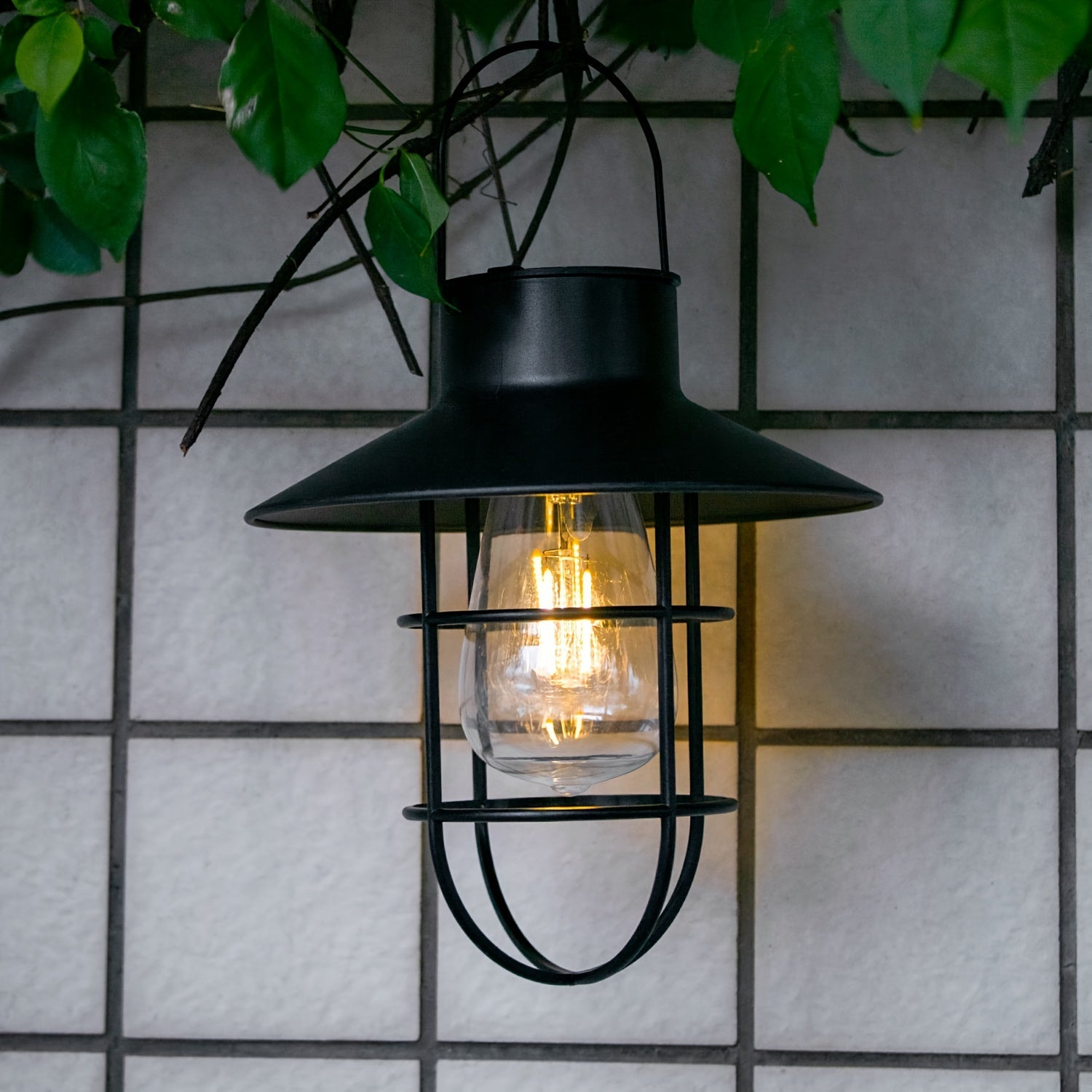 Juego de 2 Faroles Solares, Luces Solares Colgantes para Exteriores, Luces LED Vintage con Asa para Decoración de Patio Jardín y Camino ()