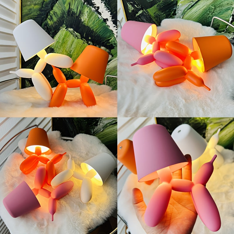 Linterna de Mesa Creativa y Romántica con Globo de Perro Colorido y Interruptor Táctil, Luz de Tres Colores, Soporte para Atenuación Regulable, Batería de Almacenamiento de 2000mAh, Luz de Ambiente de Perro Salchicha, Fiesta de Hotel de Vacaciones, Regal