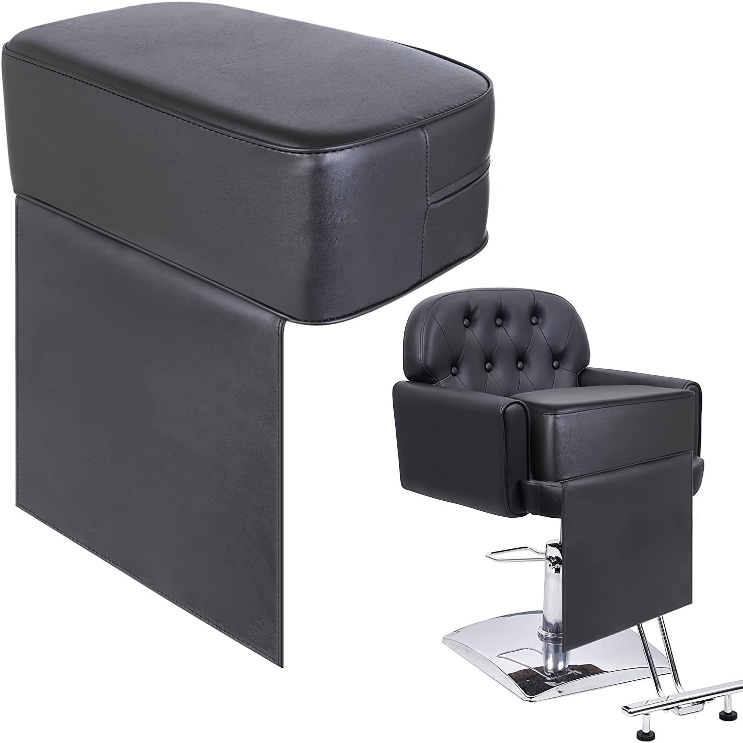 Asiento Elevador para Cortes de Cabello Cómodo para Jóvenes Negros - Cojín Ajustable con Reposabrazos y Apoyacabezas para Niños, Diseño Cuadrado Hipoalergénico, Accesorio para Peluquería Infantil | Diseño Tapizado | Silla para Niños