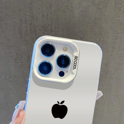 Estuche Minimalista de Negocios con Patrón de Manzana Plateada Adecuado para iPhone 16 PRO MAX, iPhone 15 PRO MAX 14 16 PLUS 15 13 12 11 7 8P X XR XS MAX, Funda Móvil Anti-Caída de Alta Estética Modelo A429TYBL68