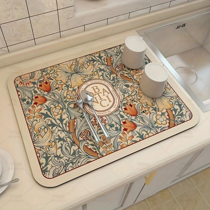 Alfombrilla de Secado de Cocina de Diatomita Soñadora - Antideslizante, Almohadilla Absorbente Lavable para Platos y Mesas de Bar, Protector de Encimera Resistente al Calor, Accesorio de Decoración para el Hogar
