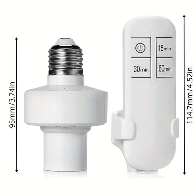 1 pieza de soporte de lámpara inteligente E27 con control remoto y interruptor de temporizador de 15 minutos/30 minutos/60 minutos - Luz LED de 85-265V, bombilla no incluida, fácil instalación para iluminación inalámbrica y cableada interior, luz de cont