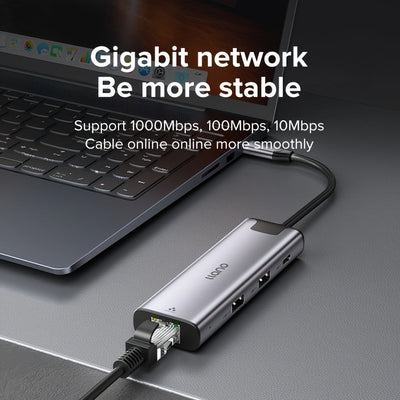 Base de Enchufe LLANO 8-en-1 USB-C/Type-C con Puerto Gigabit Ethernet, HDTV 4K@30Hz, Carga PD de 100W, Lector de Tarjetas SD/TF, 2 Puertos USB 3.0, Puerto Type-C3.0