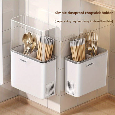 Soporte de utensilios Joybos, drenador ventilado, a prueba de polvo, tubo interior profundizado, extraíble y lavable, con fijación sin taladrar, adecuado para almacenamiento de utensilios de cocina, primera opción para el Día del Padre.