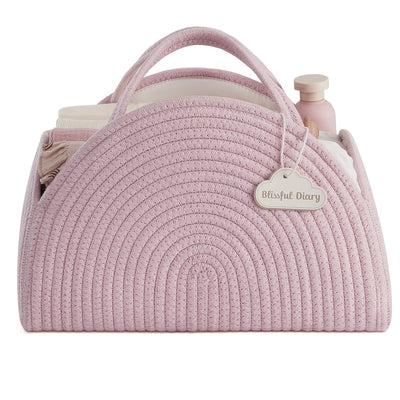Una gran caja de almacenamiento para duchas para niños y niñas, adecuada para almacenar pañales, perfecta para cochecitos, mesas de cambio y regalos para coche, en rosa claro.