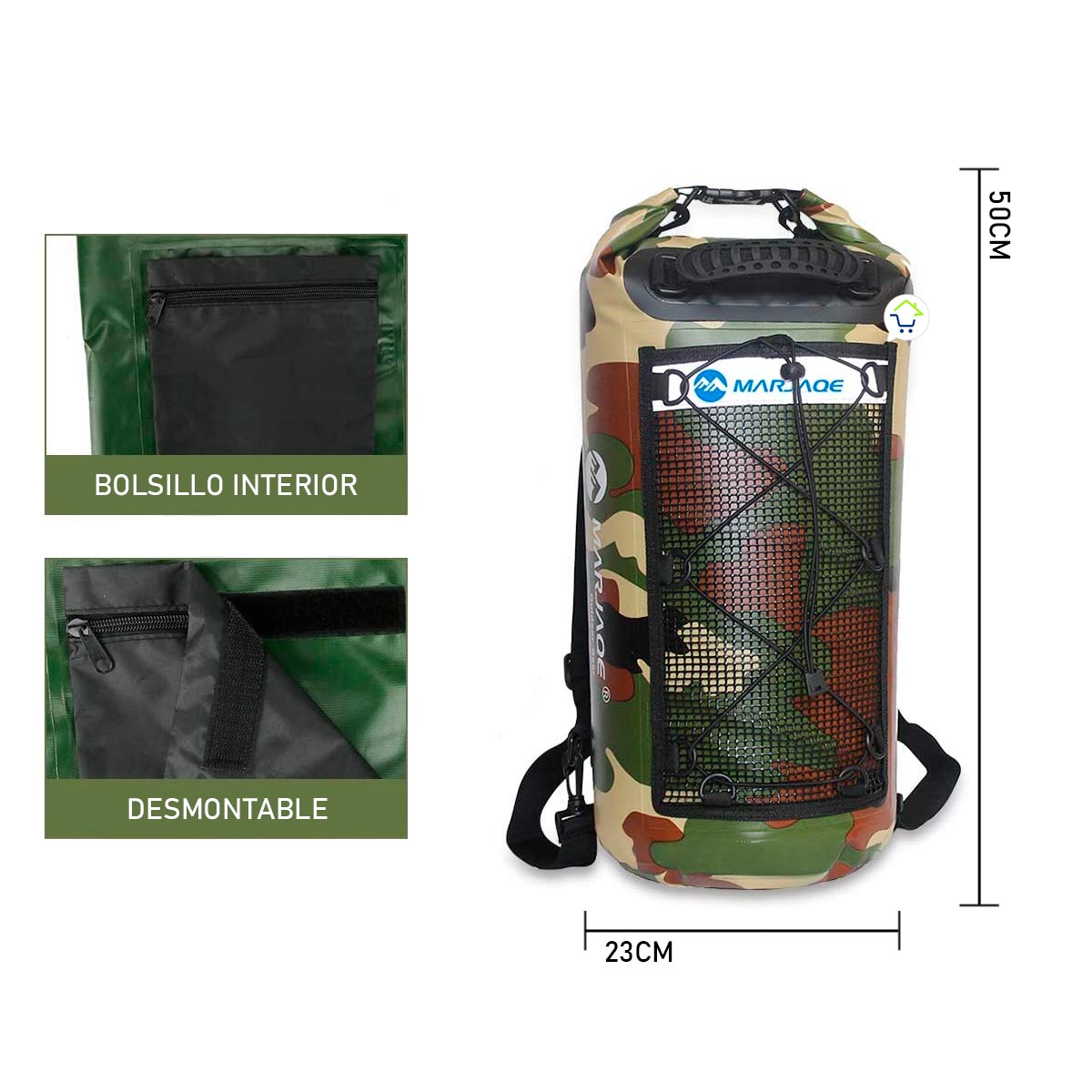 Bolso Impermeable 25L Ocean pack Deportes Mochila Pesca B1613
