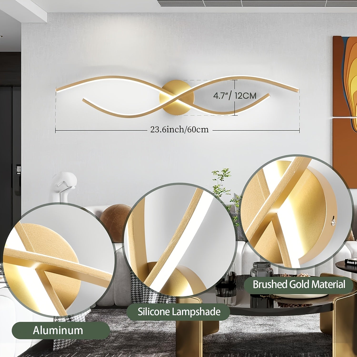 1 Luz de pared LED minimalista para comedor, iluminación de tocador de baño, isla de cocina, lámpara de pared larga, perfecta para restaurantes, cafeterías, 3 brillo ajustable, sala de estar, luces de pared semi-retráctiles para dormitorio