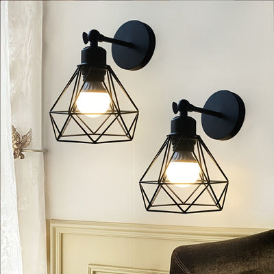 2 piezas de luces de pared ajustables de ángulo vintage rústico negras, base de bombilla E27, montaje semienterrado para sala de estar, escalera, pasillo, dormitorio y cabecera (bombillas no incluidas)