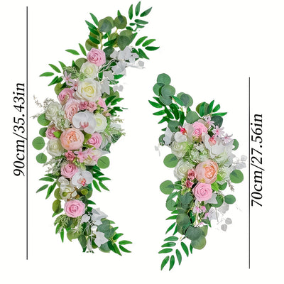 Juego de 2 piezas de flores artificiales para decoración de arco de boda, área de bienvenida, colgantes, flores angulares, decoración exterior, puerta, arreglo floral para bodas