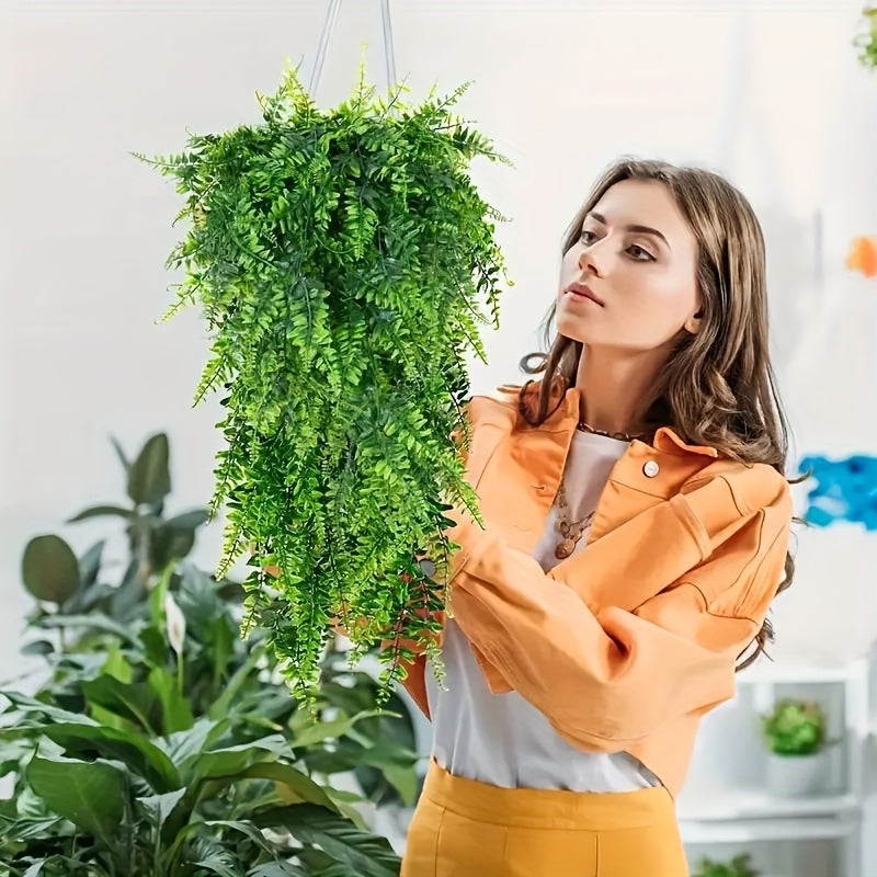 12 piezas de helechos colgantes artificiales de Boston realistas, 81.28 cm - Plantas artificiales de plástico de alta calidad para decoración interior/exterior, bodas y eventos | Sin mantenimiento, no necesita canasta ni electricidad, plantas artificiale