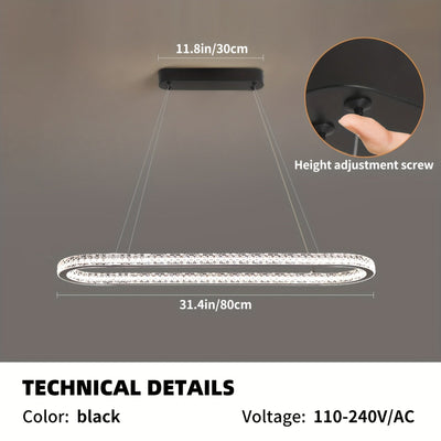 Linterna Colgante para Comedor, Luz de Mesa con LED, Lámpara Suspendida para Sala de Estar y Cocina, Diseño Ovalado Moderno, Araña para Oficina o Café
