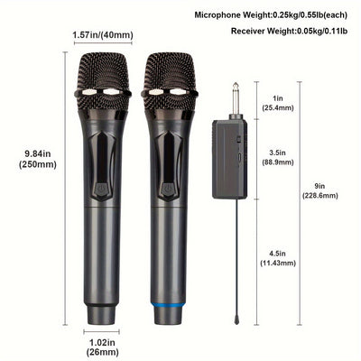 Micrófono Inalámbrico Dinámico de Mano, Micrófono Inalámbrico Recargable, Sistema de Micrófono Dinámico de Mano Bomaite para Karaoke, Fiesta, Iglesia, Reunión, Boda
